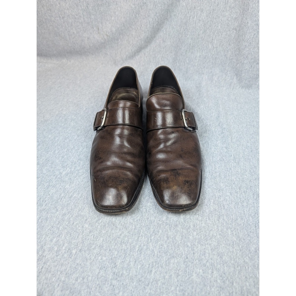 Prada Milano Leather Monk Strap Loafers Mens Size 11 Brown Made In Italy - Picture 2 of 14
